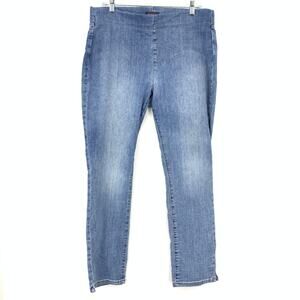 NYDJ Alina Pull On Ankle Jeans Womens SIze 12 Elastic Waist LIght Wash Blue
